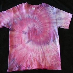 Youth size medium tie dye t shirt. Handmade. Pinks